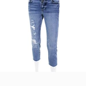 AMO Tomboy Crop Light Wash Blue Distressed Ankle Jeans Sz 23